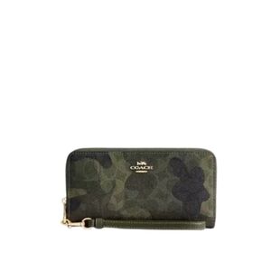Coach Green Camouflage Wallet with Gold Hardware